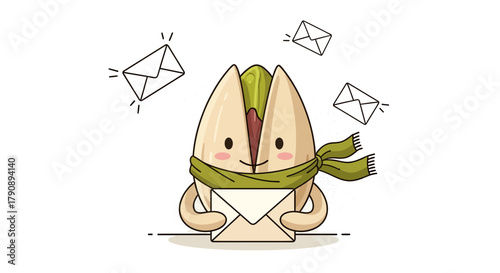 Charming Pistachio Delivering Messages With Friendly Appearance And Creative Illustrations