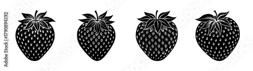 Black and white strawberry vector illustration, strawberry clip art, strawberry design element, art
