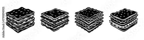 Delicious cracker stacks illustration black and white food photography snack time culinary art design