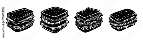 Delicious sandwiches illustration: gourmet sandwich, club sandwich, grilled sandwich vector art