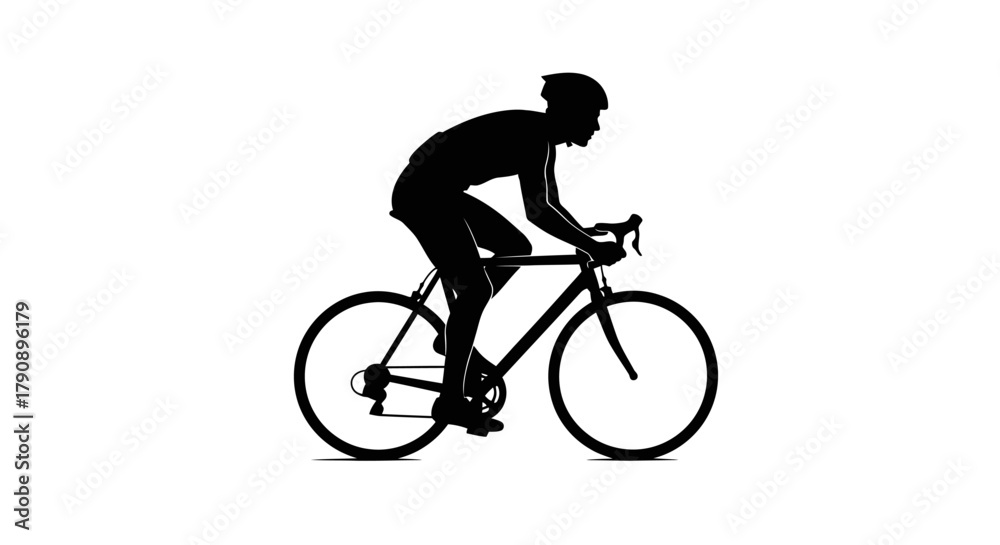 Fototapeta premium Silhouette of a cyclist riding a road bike a dynamic athletic figure