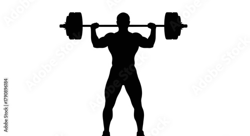 Silhouette of a weightlifter performing a barbell squat exercise
