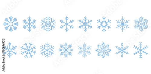 Set of blue Snowflakes icons, winter backgrounds, Christmas decorative elements, 
Snowflakes template, Snowflake winter, Snowflake vector icon