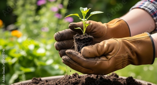 Gardening Hands Planting Seedling in Soil – Nature, Growth & Care