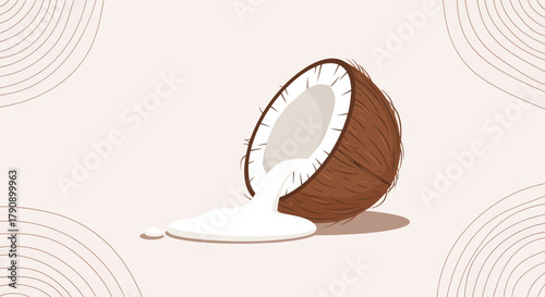 Coconut Creation: Freshness Revealed in Artistic Style with Subtle Brown Hues