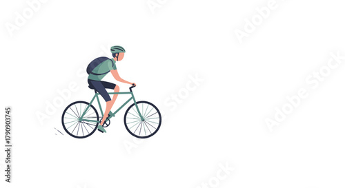 Cyclist Cycling In Minimalist Style Amidst The Black Background