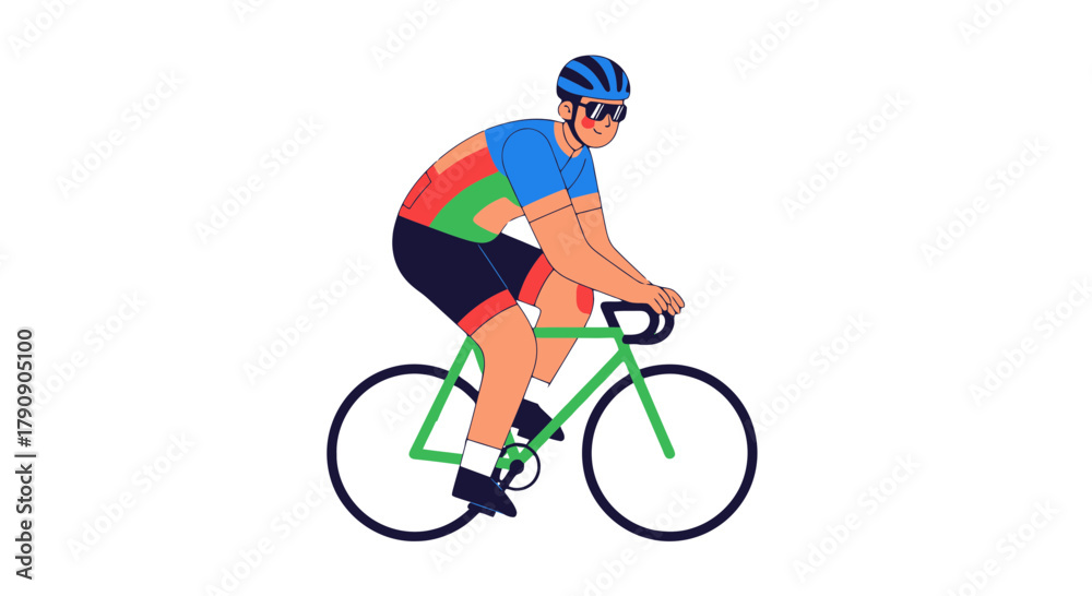 Obraz premium Cyclist In Action: Illustrated Design Against Black Space For Fitness And Health Goals