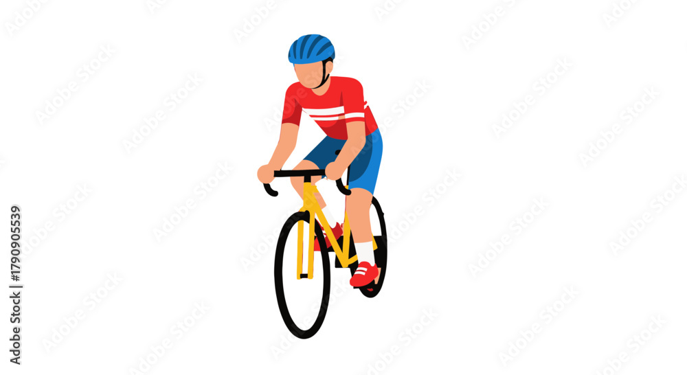 Fototapeta premium Cyclist In Sportswear Riding Bicycle On Black Background Minimalist Illustration Style