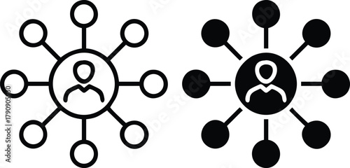 Team Group Conference Call Communication Network Meeting Phone User Icon Vector Silhouette and Pictogram..eps