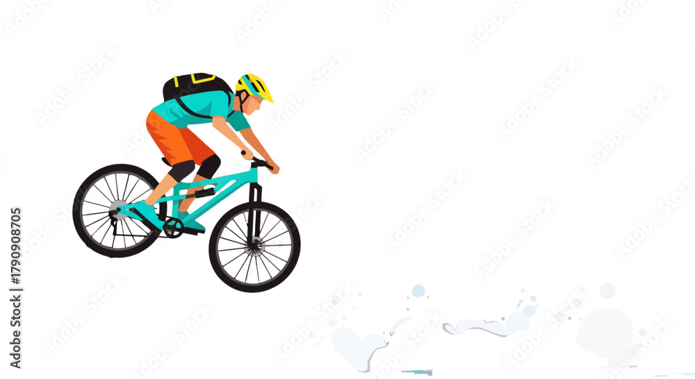 Fototapeta premium Cyclist Performing a Stunt, Against Black, Dynamic Action, Extreme Sport Activity Scene
