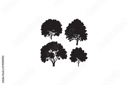 Reforestation Sycamore Maple tree vector silhouettes black image. .eps