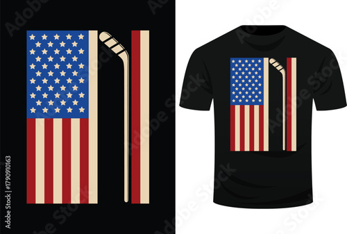 Hockey USA American Flag Hockey Stick Ice Hockey Dad Svg Design