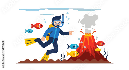 Diver Explores Underwater Volcanic Activity Inhabited By Aquatic LifeForms