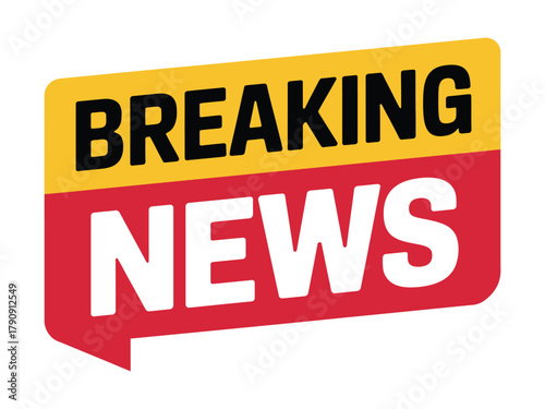 A vibrant red and yellow "BREAKING NEWS" graphic banner is prominently displayed, signifying urgent and important information for immediate public awareness and dissemination.