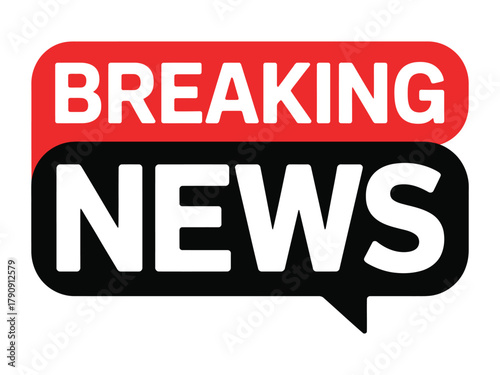 The bold red and black sign clearly displays the words 'BREAKING NEWS' in large white lettering, indicating an urgent announcement.