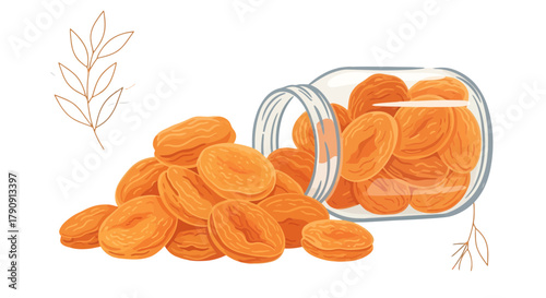 Dried Apricots Overflow From a Glass Jar Against a Black Backdrop For Wellness