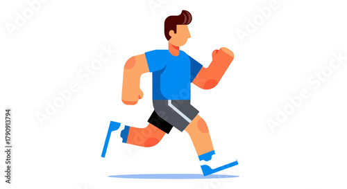 Energetic Athlete in Motion Against Dark Background Depicting Forward Movement And Action