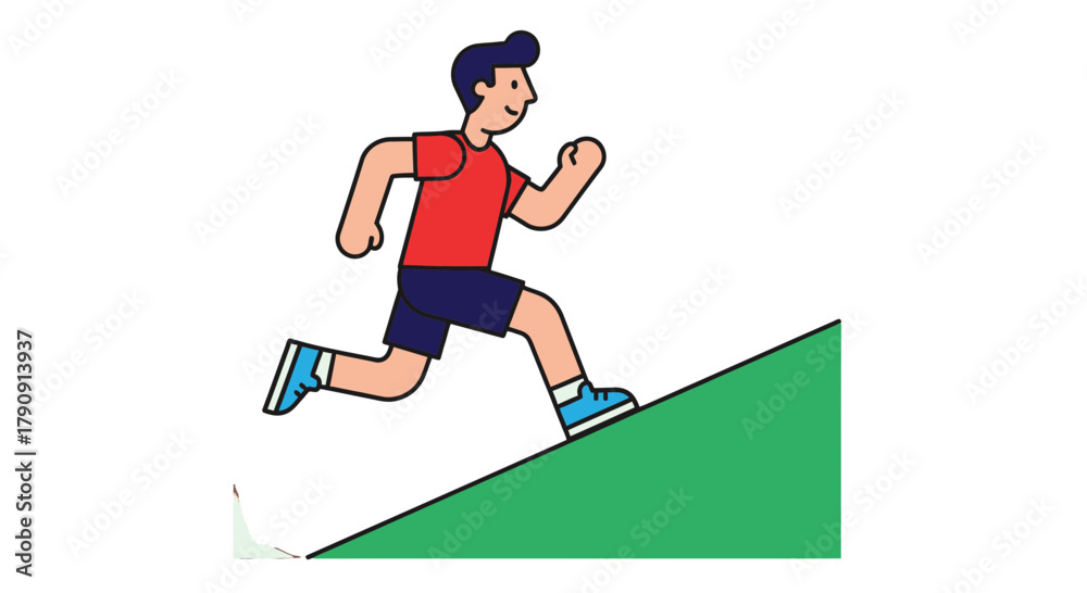 Obraz premium Energetic Athlete Running Uphill Depicting A Symbol Of Perseverance And Endurance
