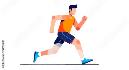 Energetic Athlete Sprinting Across the Void: A Dynamic Illustration of Movement and Fitness