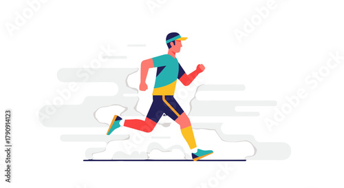 Energetic Athlete Sprinting With Abstract Effects Depicting Speed And Motion