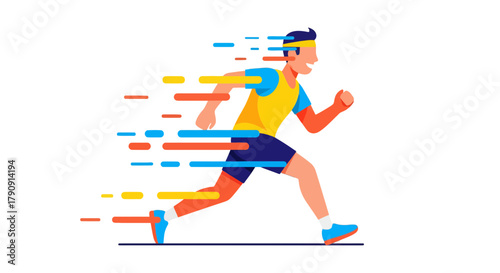 Energetic Athlete Sprinting With Speed Trails Against A Black Background