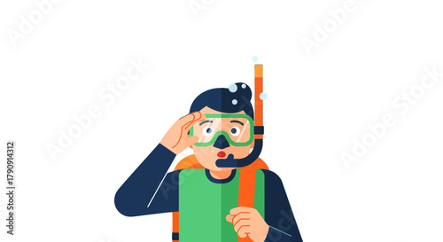 Diver Observing Underwater, Prepared for Submersion, Ready to Explore the Deep