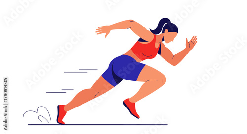 Energetic Female Sprinter Racing Towards The Finish Line In A Dynamic Illustration
