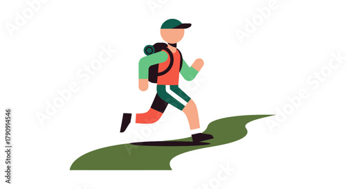 Energetic Hiker Ascends Path Towards Adventure Under The Dark Night Sky