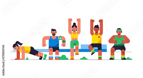 Diverse Group Doing Exercises Outdoors Representing a Healthy and Energetic Lifestyle