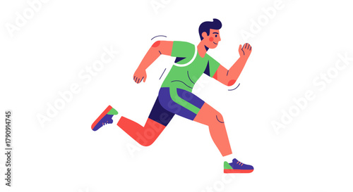 Energetic Runner Animated Illustration Depicting Physical Activity Against Black Background