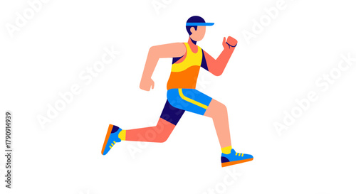 Energetic Runner In Action On A Vector Graphic Against A Black Background