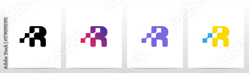 Square Connected Negative Space Letter Logo Design R