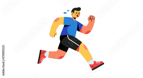 Energetic Runner Sprinting Across Black Backdrop Representing Health And Fitness Goals