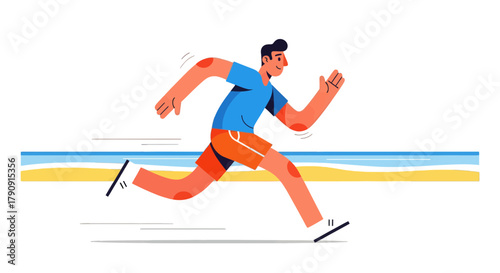 Energetic Runner Sprinting Across The Minimalist Background with Speed Lines
