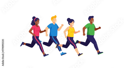 Energetic Runners Jogging Together Towards A Vibrant Lifestyle In A Black Background