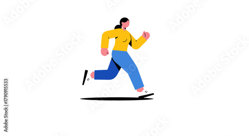 Energetic Running Figure In Vibrant Colors Against a Black Backdrop Illustration