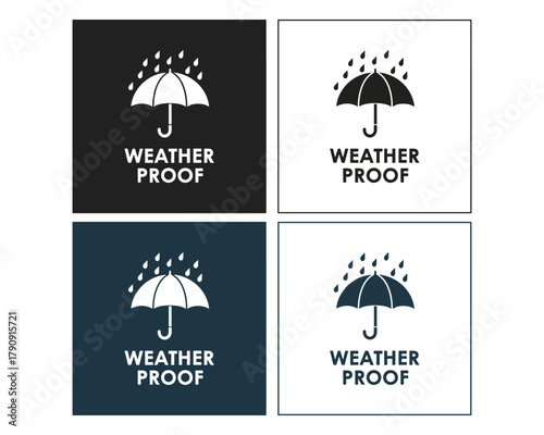 Weatherproof Icon Set Protection Against Rain Vector Graphic