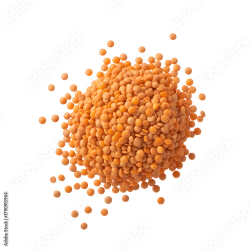 Pile of red lentils isolated on transparent background
