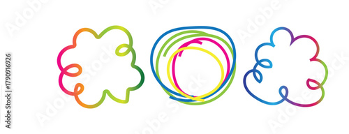 Colorful Abstract Circular Line Art Shapes on White Background
