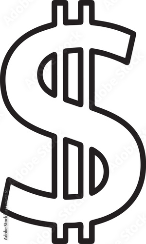 Bold outline of a dollar sign symbolizing finance and currency