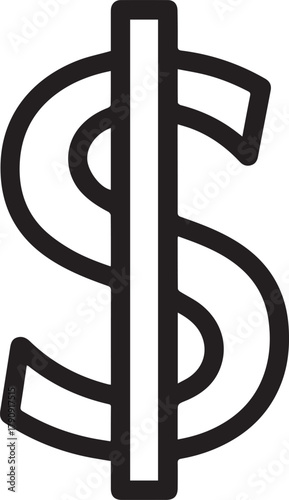 Bold black dollar sign symbol representing wealth and finance
