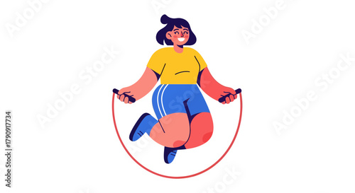 Woman Skipping Rope in Graphic Illustration Focused On Fitness And Health