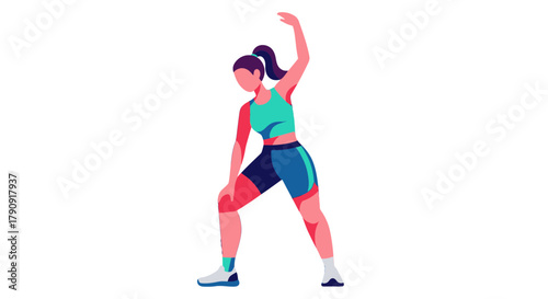 Woman Stretching And Exercising Before Sport Showing Sporty Lifestyle Isolated On Black Background