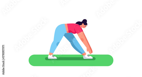 Woman Stretching Doing Yoga Exercise on a Green Surface Against a Black Background