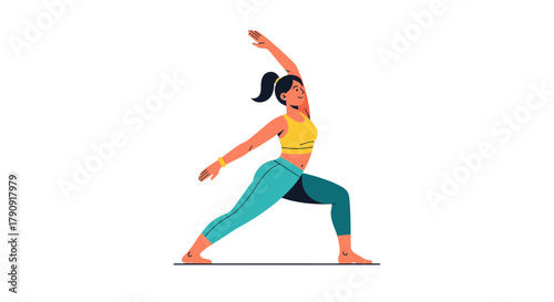 Woman Practicing Yoga Exercise In Warrior Pose Silhouette Against Black Background