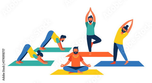 Yoga Practice: Harmonious Group Poses For Inner Peace, Healthy Lifestyle and Relaxation