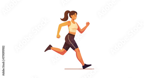 Woman Running In Motion, Depicted in Dynamic Action, Isolated On a Black Background