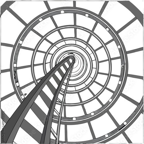 Ascend to new heights through a dramatic, modern spiral staircase leading to endless possibilities.