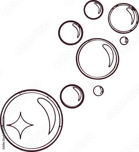 Sparkling, effervescent bubbles float upwards creating a clean, fresh, and lighthearted atmosphere perfect for hygiene or celebration themes