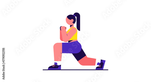 Woman Executes Lunge Exercise, Conceptualizing Wellness and Physical Training for Fitness